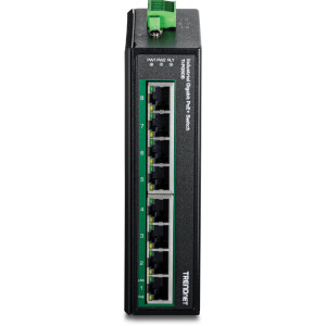 TRENDnet TI-PG80B 8-Port Variable Voltage Switch, 8 Gigabit PoE+, 16 Gbps switching capacity, DIN-rail/wall mount